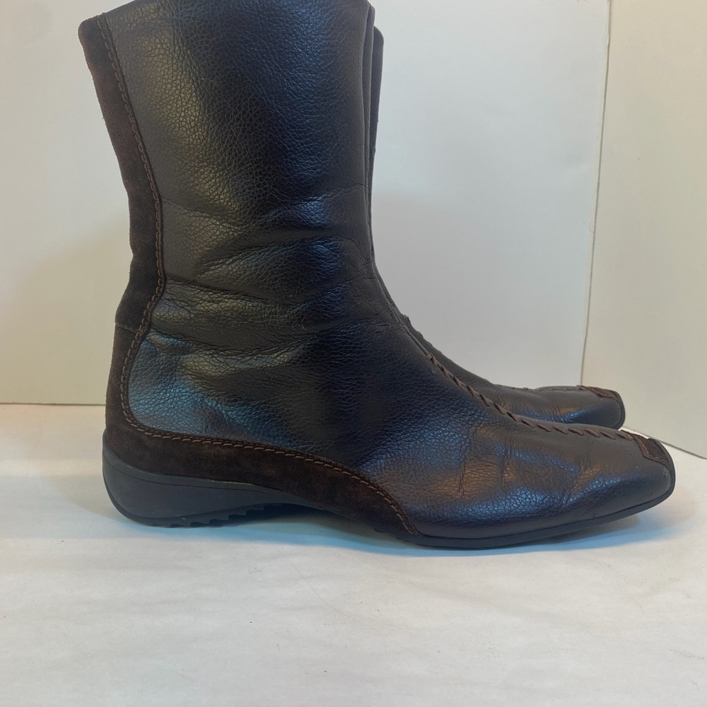 Elegant Brown Leather Women's Square Toe Boots Size 10 - Picture 8 of 12